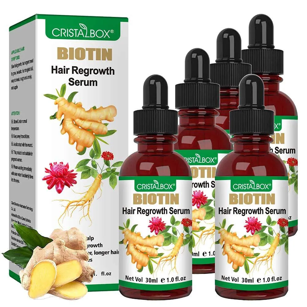 5 PACK Hair Growth Serum,2021 Biotin Hair Growth Oil,Hair Growth Ginger Serum for Men and Women,Hair Growth Treatment,Ginger Oil for Hair Growth,Hair Loss Treatment,Promotes Thicker,Stronger Hair