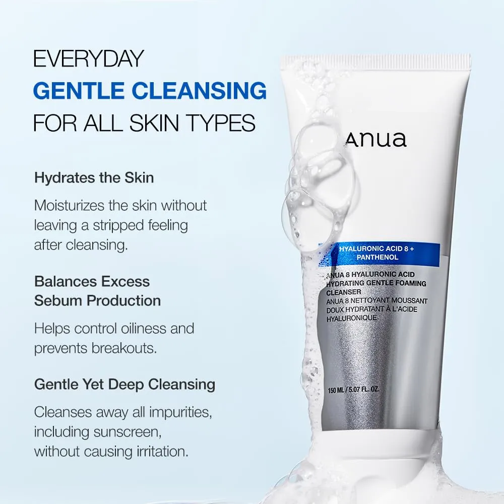 ANUA Hyaluronic Acid 8  Panthenol | Hydrating Gentle Foaming Cleanser