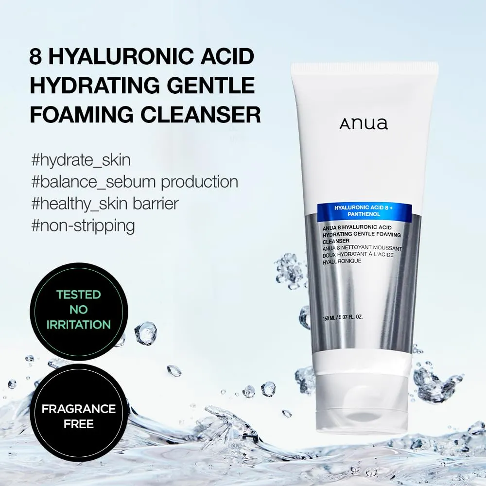 ANUA Hyaluronic Acid 8  Panthenol | Hydrating Gentle Foaming Cleanser