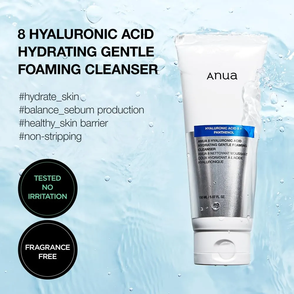 ANUA Hyaluronic Acid 8  Panthenol | Hydrating Gentle Foaming Cleanser