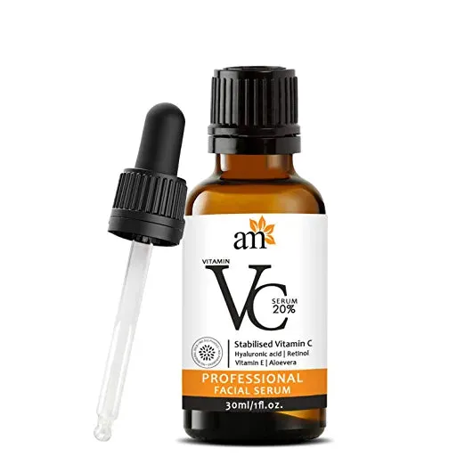 AromaMusk Vitamin C 20% Night & Day Revitalizing Brightening Facial Serum With Vitamin E, Hyaluronic Acid and Retinol, 30ml
