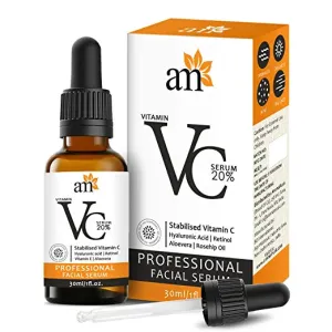 AromaMusk Vitamin C 20% Night & Day Revitalizing Brightening Facial Serum With Vitamin E, Hyaluronic Acid and Retinol, 30ml
