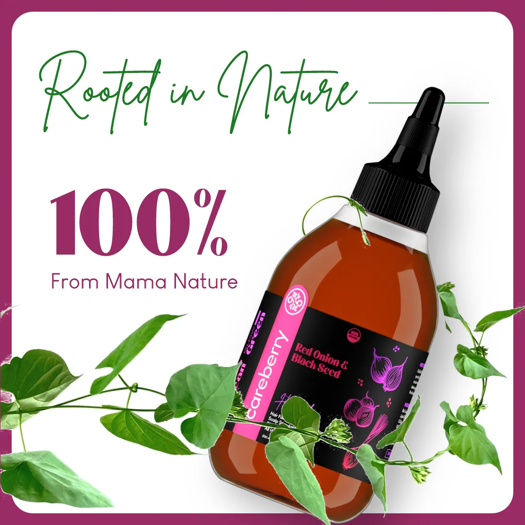 Careberry's Organic Hair Care Power Trio: Red Onion & Black Seed, Rosemary & Jojoba, Castor Oil Combo (Pack of 3 - 200ml Each)