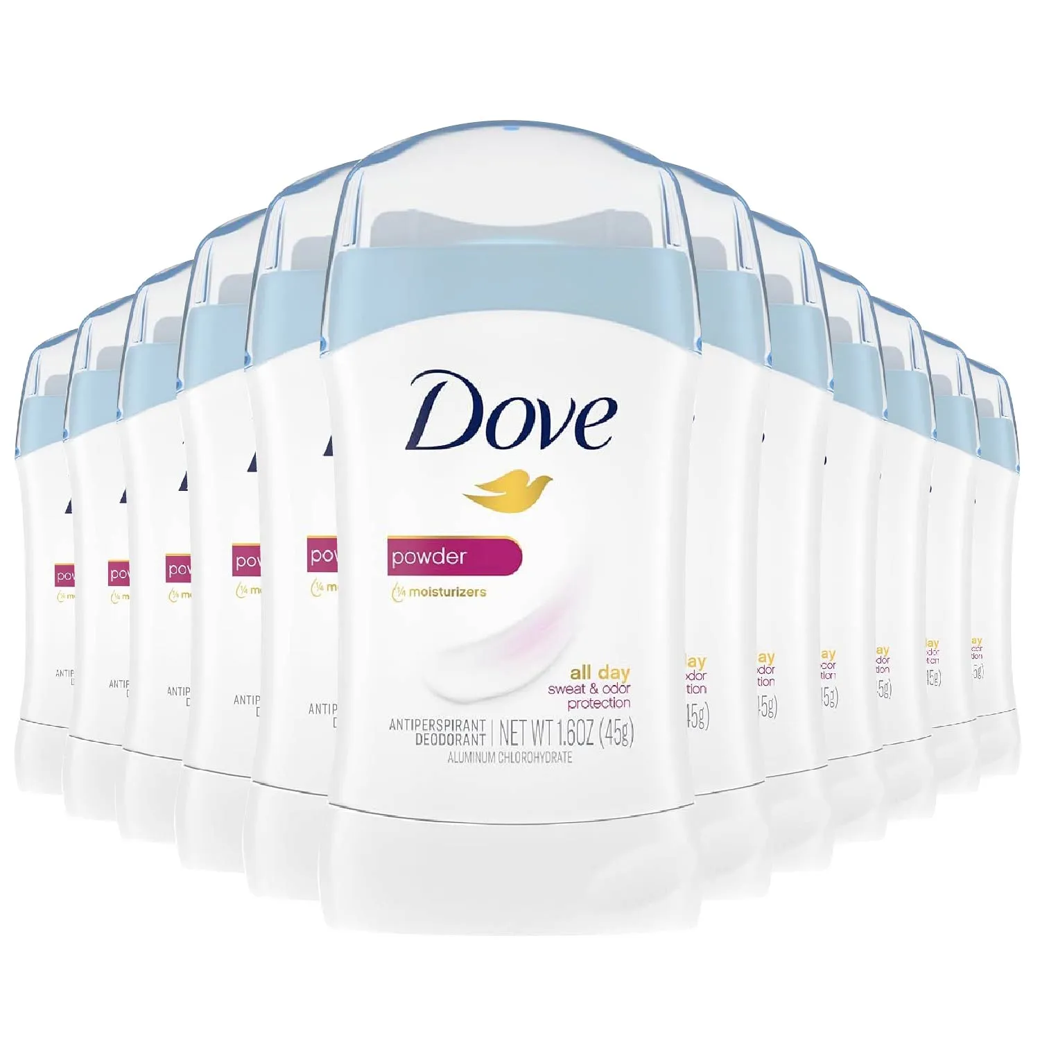 Dove Beauty Powder 24-Hour Invisible Solid Antiperspirant & Deodorant Stick 1.6 oz- 12 Pack