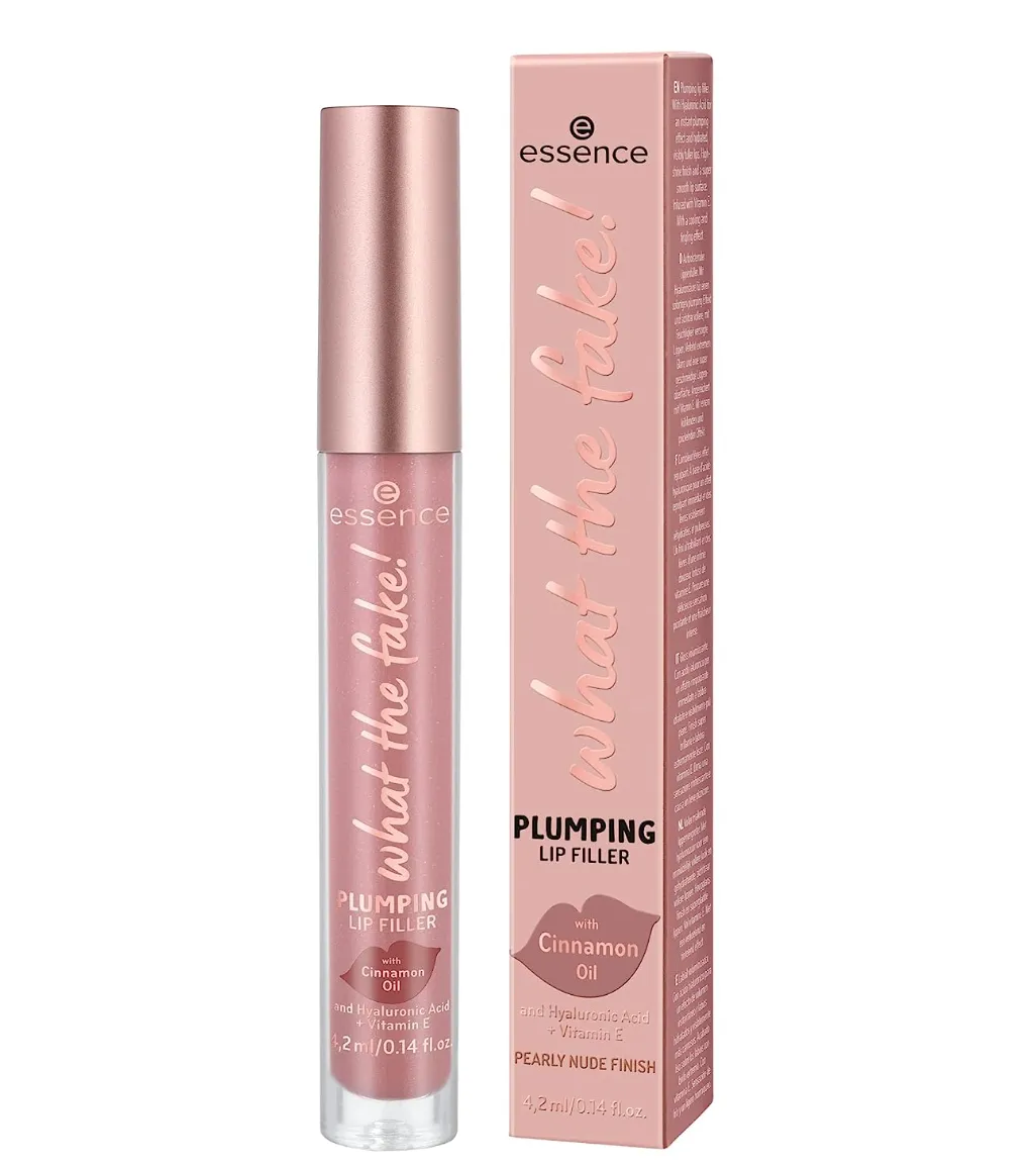 Essence | What the Fake! Plumping Lip Filler | Volumizing Lip Gloss Made With Hyaluronic Acid and Vitamin E | Vegan & Cruelty Free | Free From Gluten, Parabens & Fragrance (02 | Oh My Nude!)