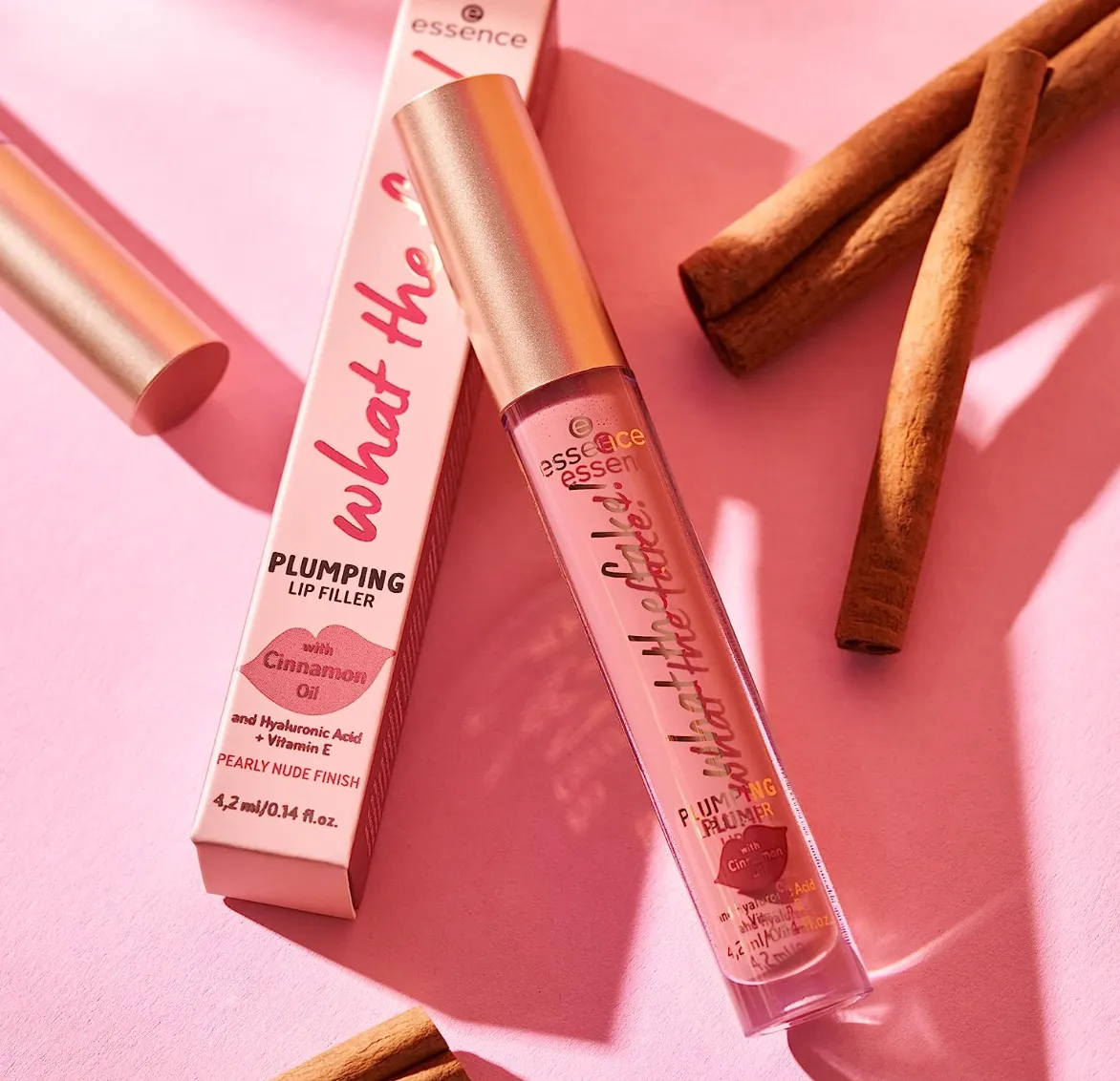 Essence | What the Fake! Plumping Lip Filler | Volumizing Lip Gloss Made With Hyaluronic Acid and Vitamin E | Vegan & Cruelty Free | Free From Gluten, Parabens & Fragrance (02 | Oh My Nude!)