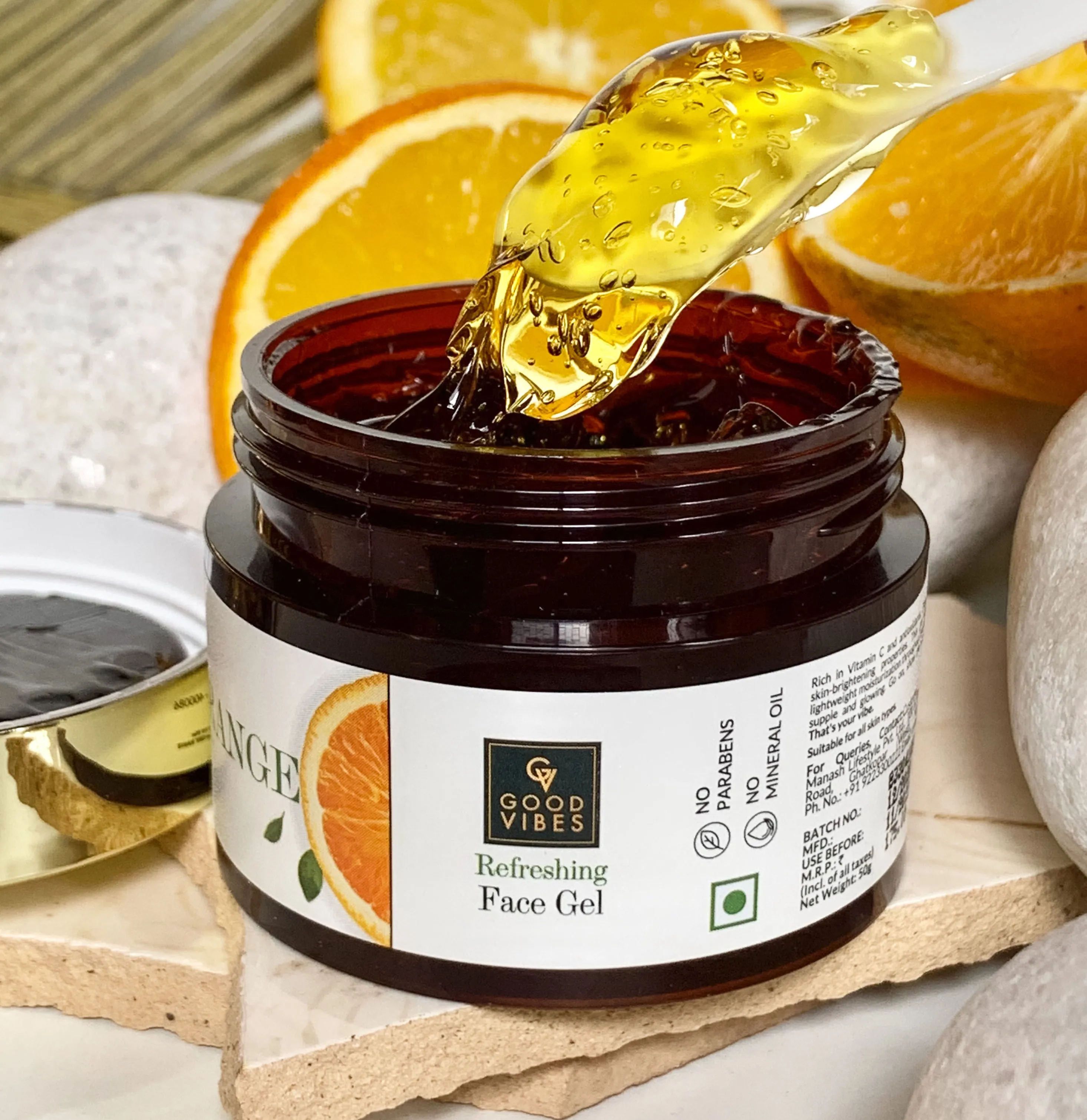 Good Vibes Orange Refreshing Face Gel | Anti-Ageing, Hydrating | With Papaya | No Parabens, No Sulphates, No Mineral Oil, No Animal Testing (100 g)