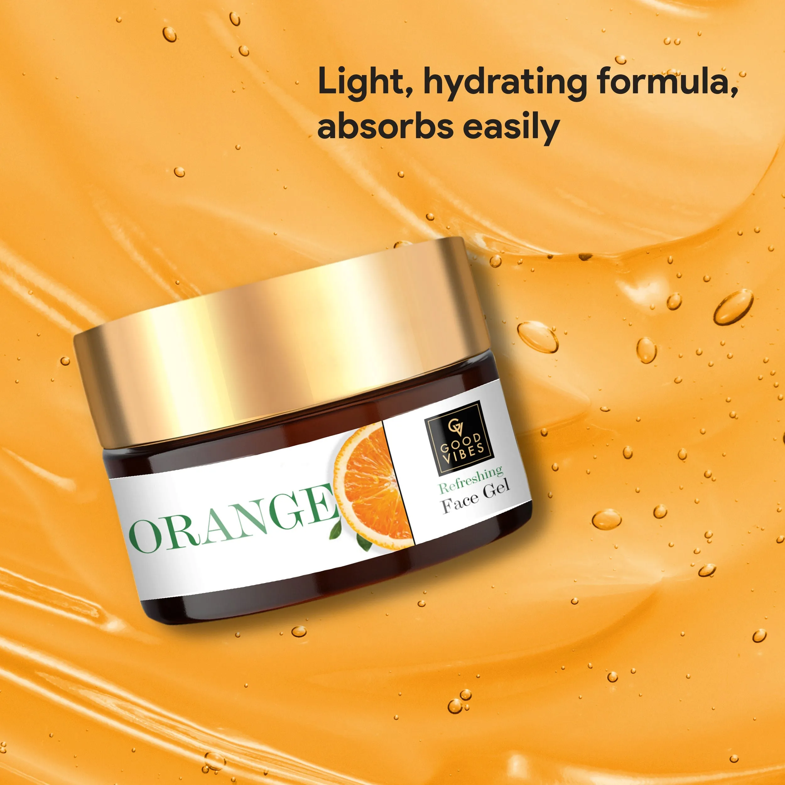 Good Vibes Orange Refreshing Face Gel | Anti-Ageing, Hydrating | With Papaya | No Parabens, No Sulphates, No Mineral Oil, No Animal Testing (100 g)