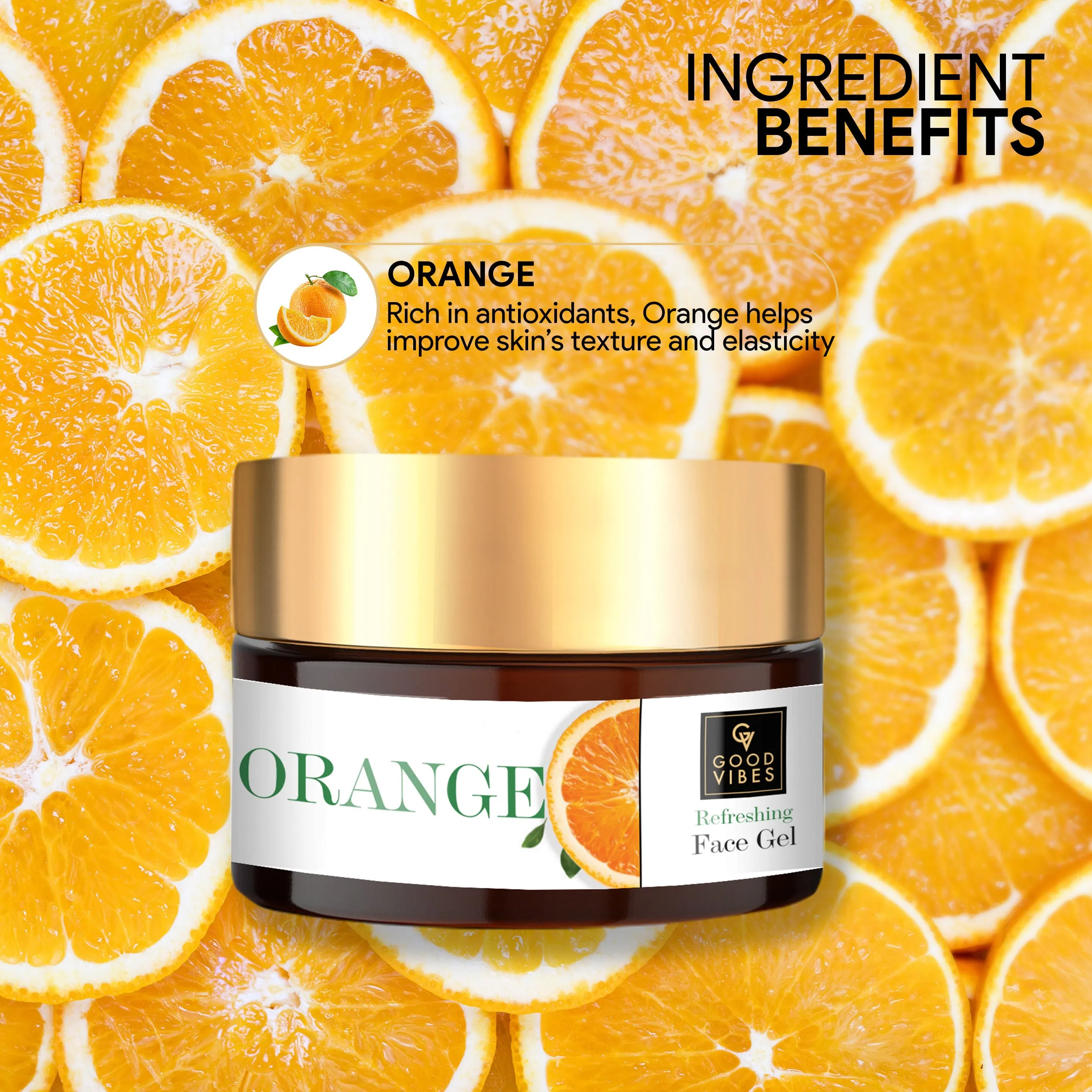 Good Vibes Orange Refreshing Face Gel | Anti-Ageing, Hydrating | With Papaya | No Parabens, No Sulphates, No Mineral Oil, No Animal Testing (100 g)