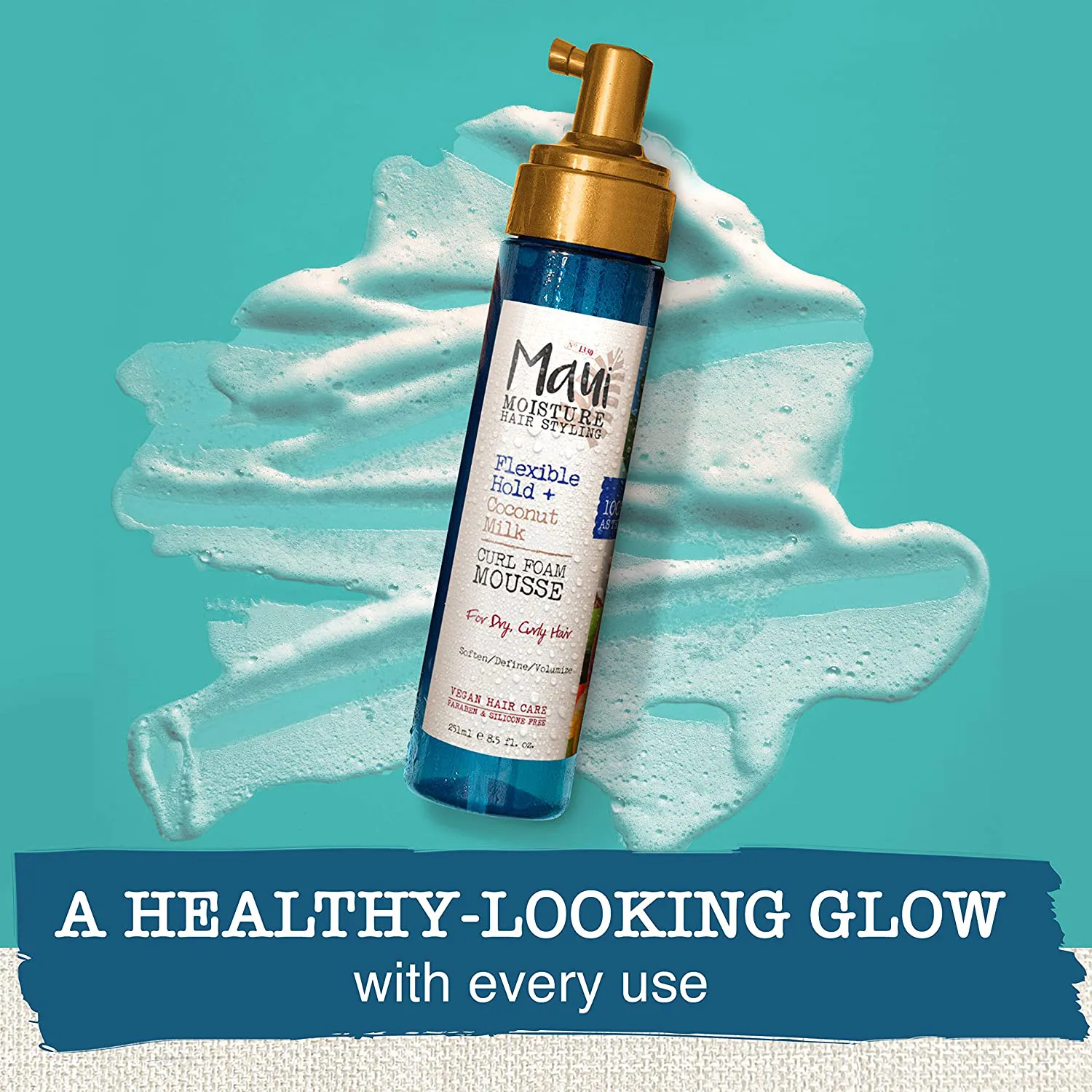 Maui Moisture Flexible Hold   Coconut Milk Curl Foam Mousse, for Curly Hair Styling, No Drying Alcohols, Parabens or Silicone, 8.5Oz