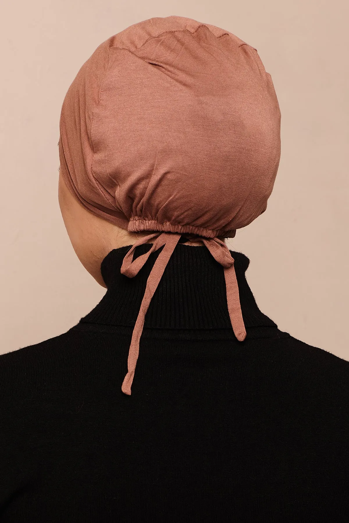 Satin-Blend Mocha Mousse Bamboo Jersey Hijab Cap